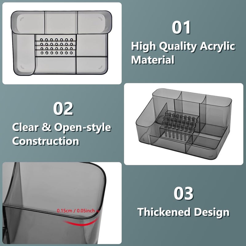 CGBE Nail Drill Machine & Nail Drill Holder, 28 Holes Acrylic Drill Bit Holder for Nails, Professional Nail Organizer and Storage Box Case (Not Including Nail Drill Machine & Bit) - Gray - Image 4